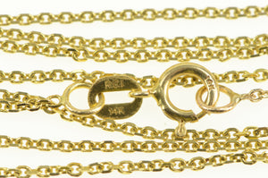 14K 1.2mm Cable Link Square Simple Classic Chain Necklace 15" Yellow Gold