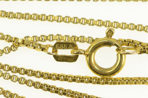 14K 1.2mm Square Link Classic Box Chain Necklace 17.75" Yellow Gold