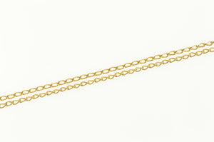 14K 0.7mm Curb Link Classic Simple Chain Necklace 22.25" Yellow Gold