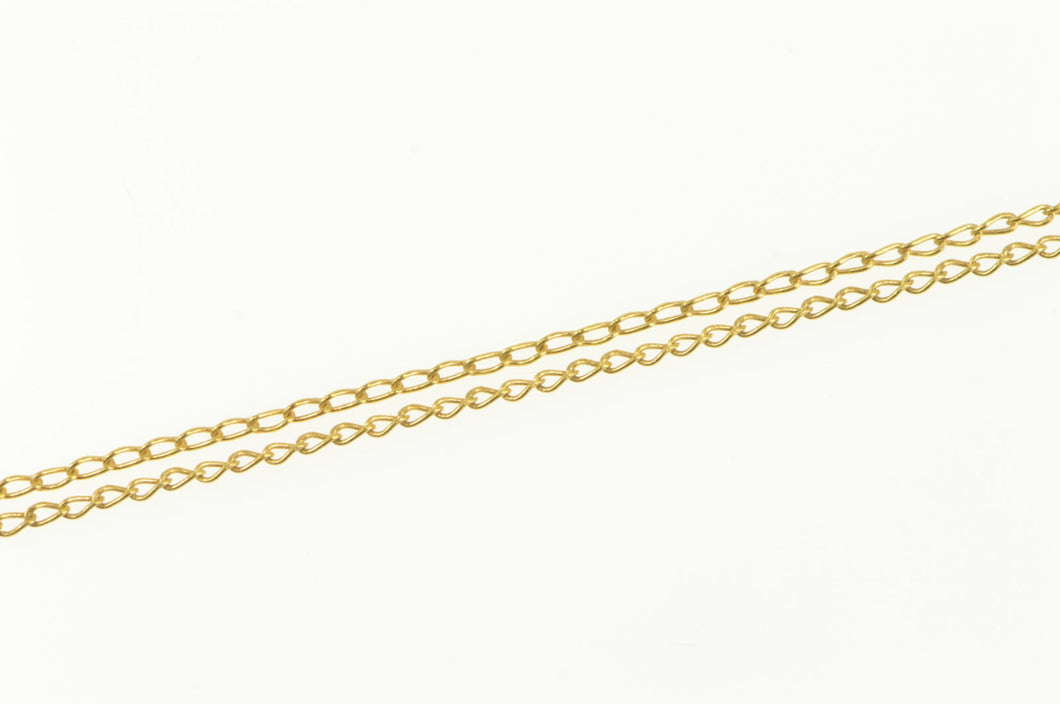 14K 0.7mm Curb Link Classic Simple Chain Necklace 22.25