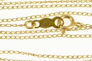 14K 0.7mm Curb Link Classic Simple Chain Necklace 22.25" Yellow Gold