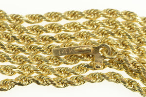 14K 1.8mm Rope Link Classic Rolling Woven Chain Necklace 20" Yellow Gold