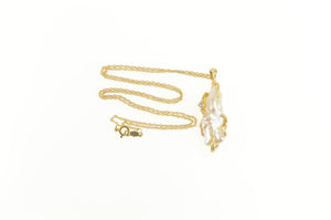 14K Baroque Pearl Diamond Vine Pendant Chain Necklace 16.25" Yellow Gold