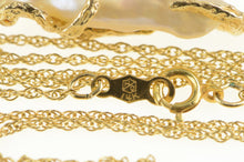 Load image into Gallery viewer, 14K Baroque Pearl Diamond Vine Pendant Chain Necklace 16.25&quot; Yellow Gold