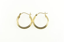 Load image into Gallery viewer, 14K 22.1mm Grooved Classic Statement Hoop Earrings Yellow Gold