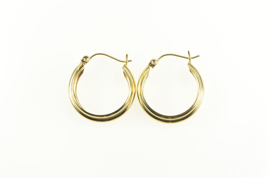 14K 22.1mm Grooved Classic Statement Hoop Earrings Yellow Gold