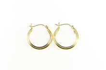 Load image into Gallery viewer, 14K 22.1mm Grooved Classic Statement Hoop Earrings Yellow Gold