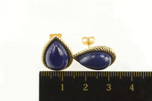 Load image into Gallery viewer, 14K Pear Lapis Lazuli Cabochon Retro Stud Earrings Yellow Gold