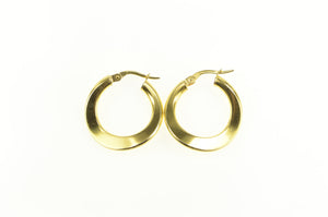 14K 23.2mm Wavy Squared Retro Fashion Hoop Earrings Yellow Gold