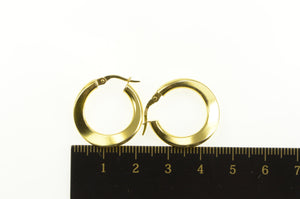 14K 23.2mm Wavy Squared Retro Fashion Hoop Earrings Yellow Gold