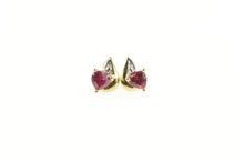 Load image into Gallery viewer, 10K Heart Ruby Diamond Accent Classic Stud Earrings Yellow Gold