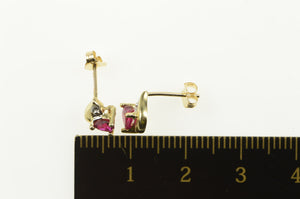 10K Heart Ruby Diamond Accent Classic Stud Earrings Yellow Gold