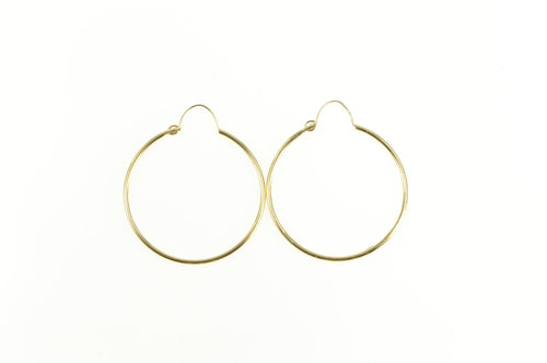 14K 33.4mm Classic Simple Round Statement Hoop Earrings Yellow Gold