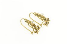 Load image into Gallery viewer, 14K Pearl Ornate Scroll Dangle Retro Statement Earrings Yellow Gold