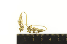 Load image into Gallery viewer, 14K Pearl Ornate Scroll Dangle Retro Statement Earrings Yellow Gold