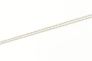 10K 0.7mm Simple Curb Link Classic Chain Necklace 18" White Gold