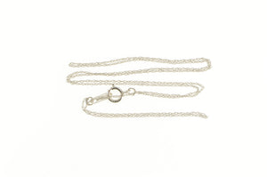 10K 0.7mm Simple Curb Link Classic Chain Necklace 18" White Gold