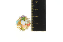 Load image into Gallery viewer, 14K Retro Opal Coral Diamond Turquoise Cocktail Ring Yellow Gold