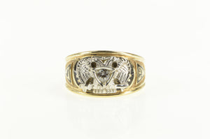 14K Masonic Diamond 32nd Degree Eagle Mason Ring Yellow Gold