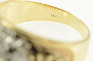 14K Masonic Diamond 32nd Degree Eagle Mason Ring Yellow Gold