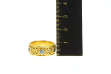 Load image into Gallery viewer, 22K Artisanal Blue Topaz Ornate Swirl Wedding Band Ring Yellow Gold