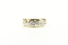 Load image into Gallery viewer, 14K Art Deco Diamond Swirl Squared Band Ring Yellow Gold