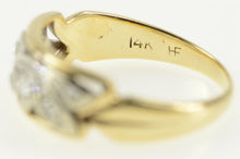 Load image into Gallery viewer, 14K Art Deco Diamond Swirl Squared Band Ring Yellow Gold