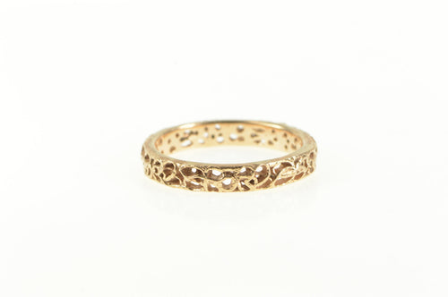 14K 3.5mm Scroll Vine Filigree Wedding Band Ring Yellow Gold