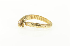18K 3D Emerald Ruby Snake Serpent Wrap Ring Yellow Gold