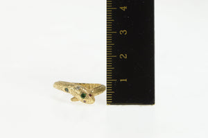 18K 3D Emerald Ruby Snake Serpent Wrap Ring Yellow Gold