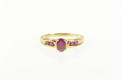 14K Oval Natural Ruby Diamond Ornate Engagement Ring Yellow Gold