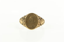 Load image into Gallery viewer, 14K Victorian Etched Monogram Initial E F J Ring Yellow Gold