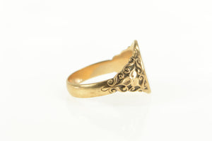 14K Victorian Etched Monogram Initial E F J Ring Yellow Gold