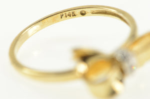 14K Diamond 3D Bow Ribbon Promise Symbol Ring Yellow Gold