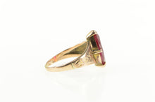 Load image into Gallery viewer, 10K Art Deco Etched Vine Syn, Marquise Ruby Ring Yellow Gold
