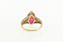 Load image into Gallery viewer, 10K Art Deco Etched Vine Syn, Marquise Ruby Ring Yellow Gold