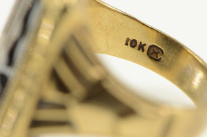 10K Victorian Black ONyx Diamond M W Monogram Ring Yellow Gold