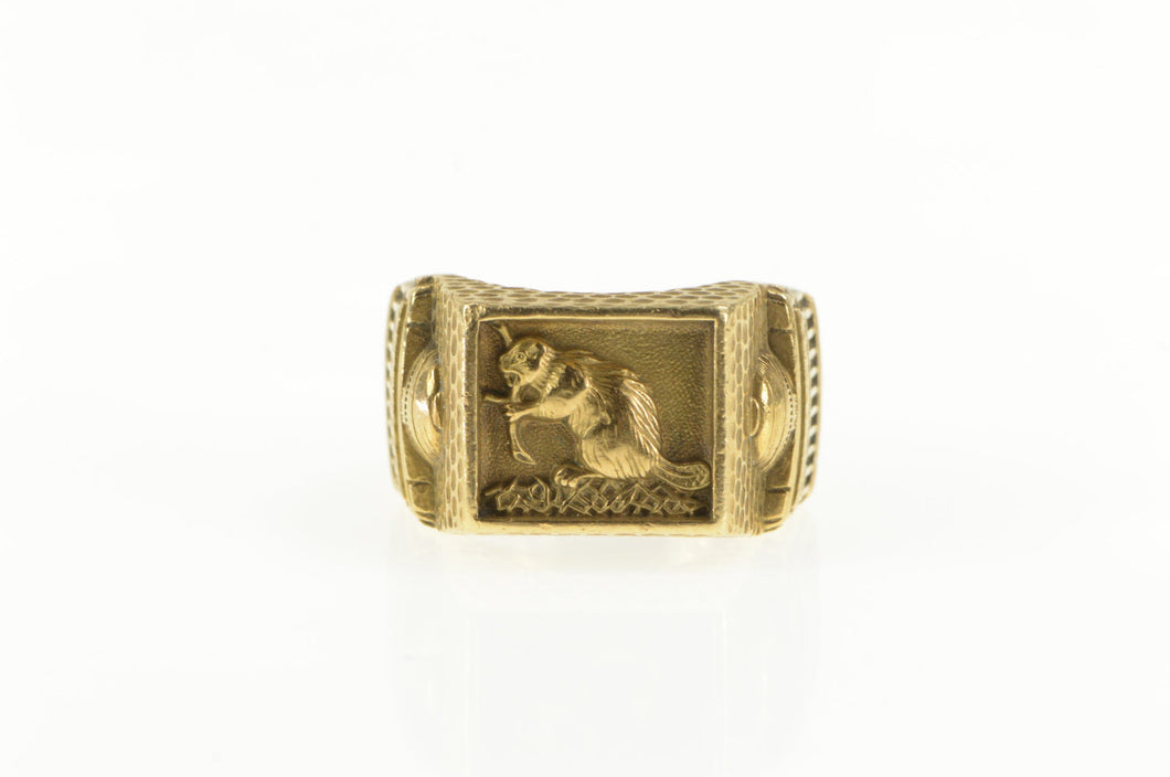 14K 1969 MIT Beaver Ornate Class Ring Yellow Gold