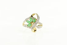 Load image into Gallery viewer, 10K Marquise Emerald Diamond Accent Freeform Ring Yellow Gold