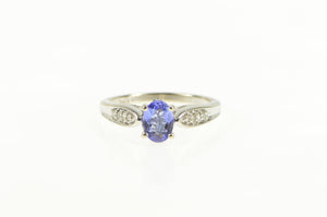 10K Oval Tanzanite Diamond Accent Engagement Ring White Gold
