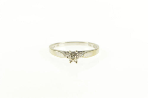 10K Retro Diamond Flower Cluster Promise Ring White Gold