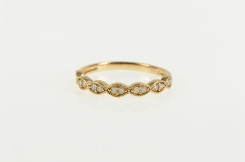 10K Scalloped Diamond Stackable Wedding Band Ring Yellow Gold