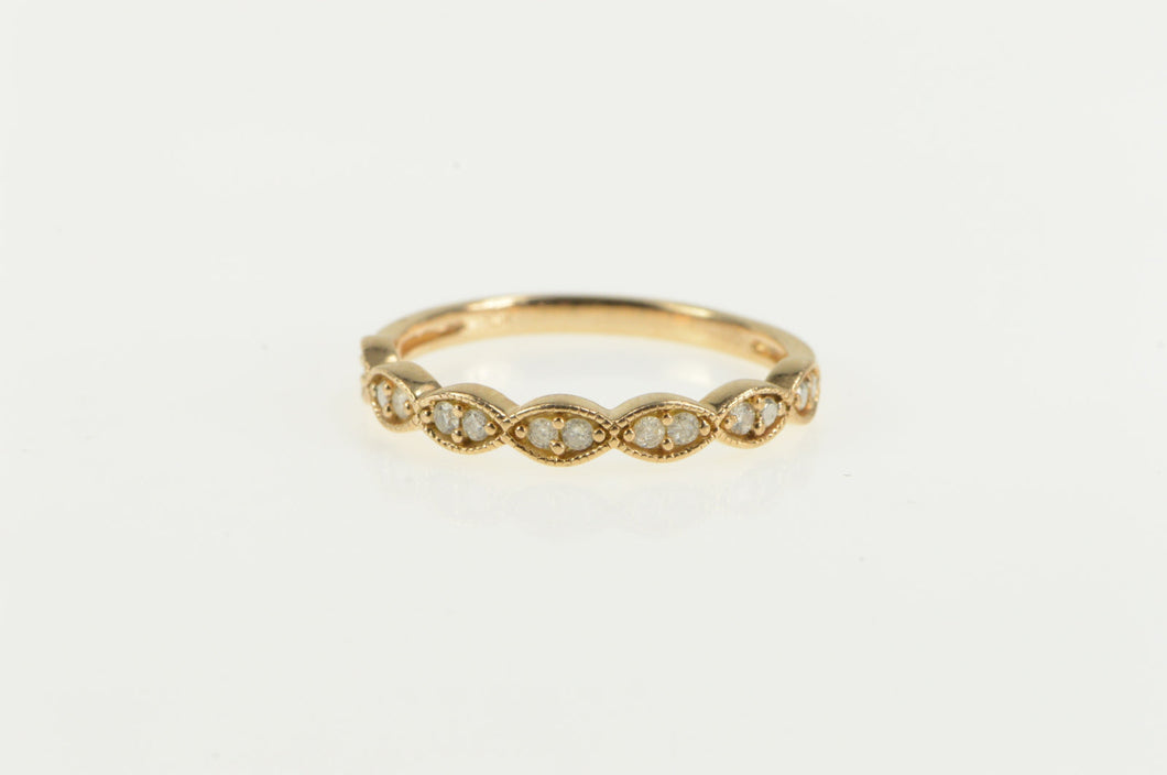 10K Scalloped Diamond Stackable Wedding Band Ring Yellow Gold