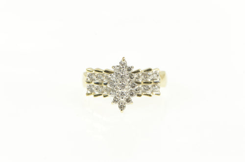 14K 0.50 Ctw Marquise Diamond Cluster Statement Ring Yellow Gold