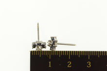 Load image into Gallery viewer, 14K Diamond Sapphire Halo Flower Cluster Stud Earrings White Gold