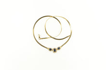 Load image into Gallery viewer, 14K 1.88 Ctw Sapphire Diamond Halo Herringbone Necklace 16&quot; Yellow Gold