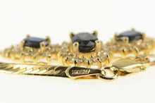 Load image into Gallery viewer, 14K 1.88 Ctw Sapphire Diamond Halo Herringbone Necklace 16&quot; Yellow Gold