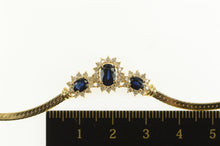 Load image into Gallery viewer, 14K 1.88 Ctw Sapphire Diamond Halo Herringbone Necklace 16&quot; Yellow Gold