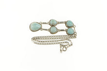 Load image into Gallery viewer, Sterling Silver Round Larimar Cabochon Anchor Chain Necklace 14.5&quot;