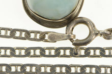 Load image into Gallery viewer, Sterling Silver Round Larimar Cabochon Anchor Chain Necklace 14.5&quot;